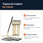 Beneficios del trapero plano con balde: lava y escurre, mopa plana, 2 mopas